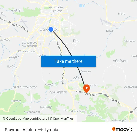 Stavrou - Aitolon to Lymbia map