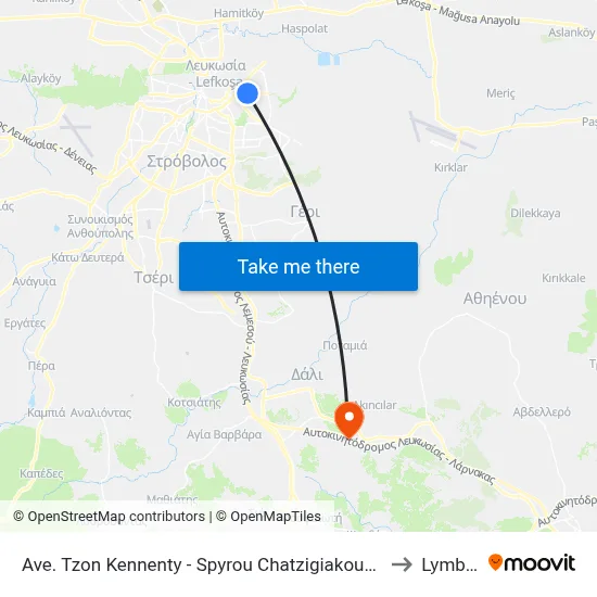 John Kennedy Avenue - Spyrou Chatzigiakoumi to Lymbia map