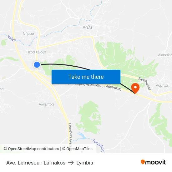 Lemesos Avenue - Larnakos to Lymbia map