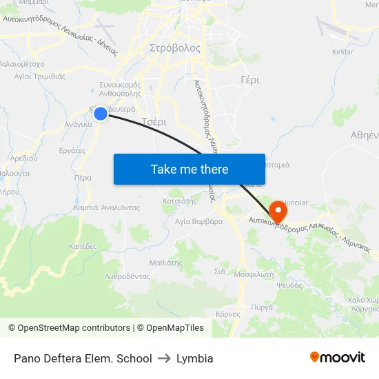 Pano Deftera Elem. School to Lymbia map