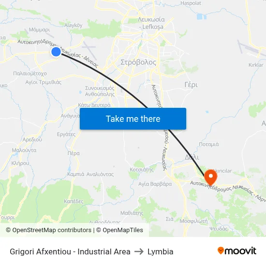 Grigori Afxentiou - Industrial Area to Lymbia map