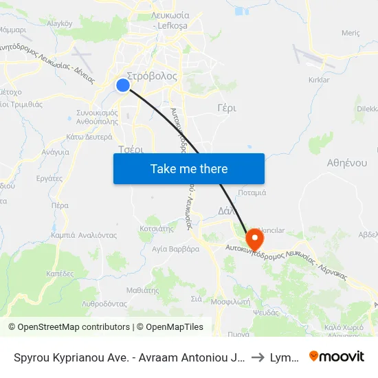 Spyrou Kyprianou Avenue - Avraam Antoniou Jumbo to Lymbia map