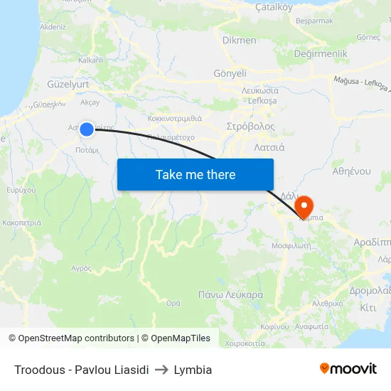 Troodos - Pavlou Liasidi to Lymbia map