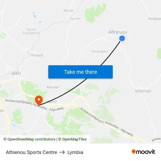 Athienou Sports Centre to Lymbia map