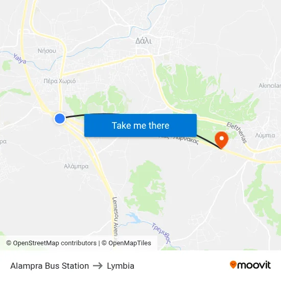 Alampra Bus Station to Lymbia map