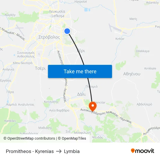 Promitheos - Kyrenias to Lymbia map