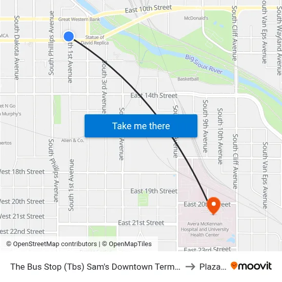 The Bus Stop (Tbs) Sam's Downtown Terminal to Plaza 3 map