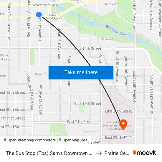 The Bus Stop (Tbs) Sam's Downtown Terminal to Prairie Center map