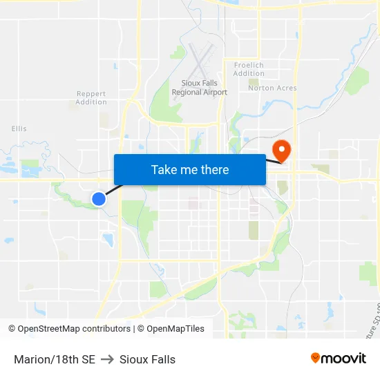 Marion/18th SE to Sioux Falls map