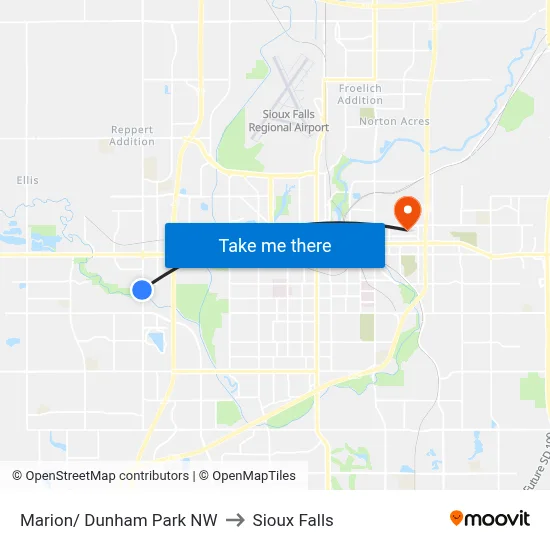 Marion/ Dunham Park NW to Sioux Falls map