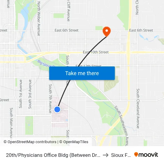 20th/Physicians Office Bldg (Between Driveways) to Sioux Falls map