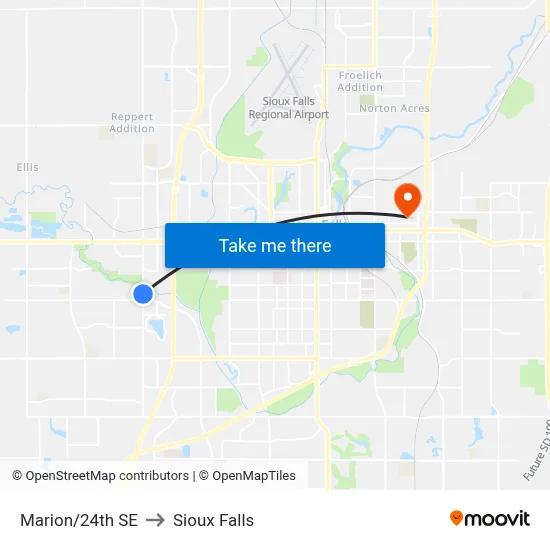 Marion/24th SE to Sioux Falls map