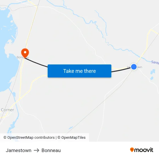 Jamestown to Bonneau map