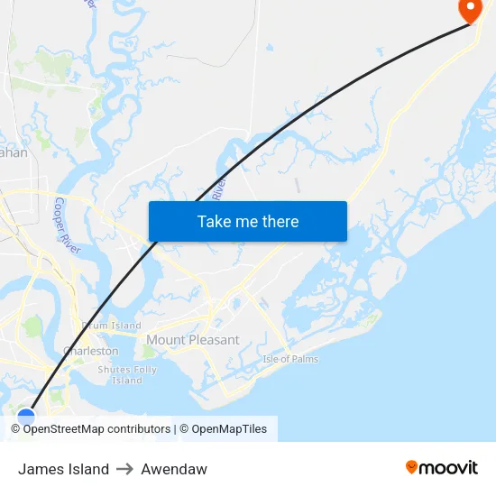 James Island to Awendaw map