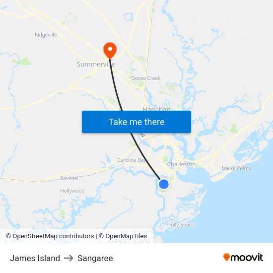 James Island to Sangaree map