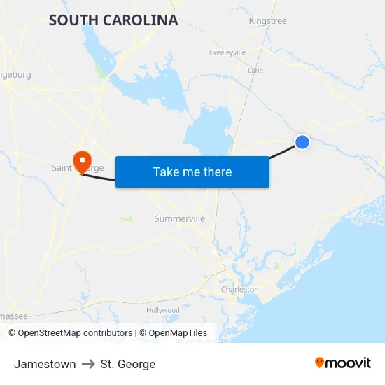 Jamestown to St. George map