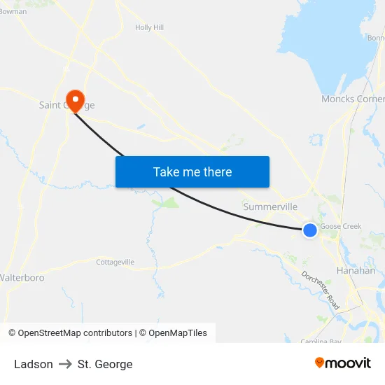 Ladson to St. George map