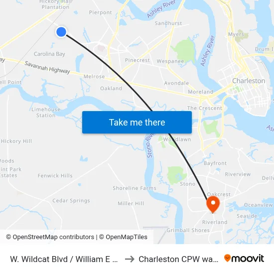 W. Wildcat Blvd / William E Murray Blvd to Charleston CPW water tower map