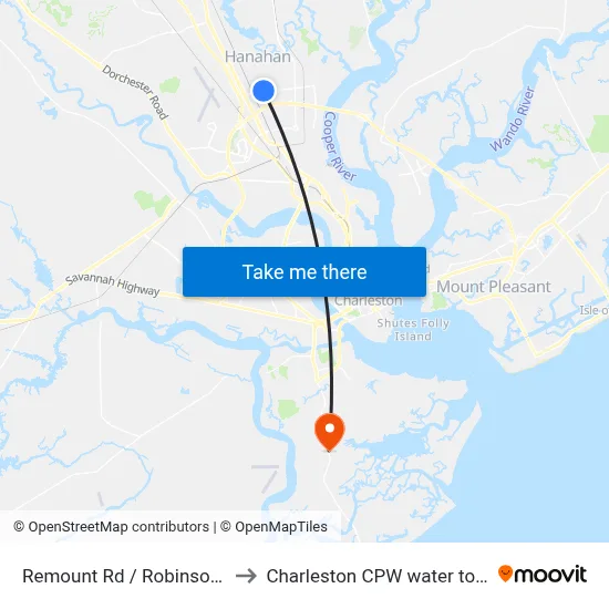 Remount Rd / Robinson St to Charleston CPW water tower map