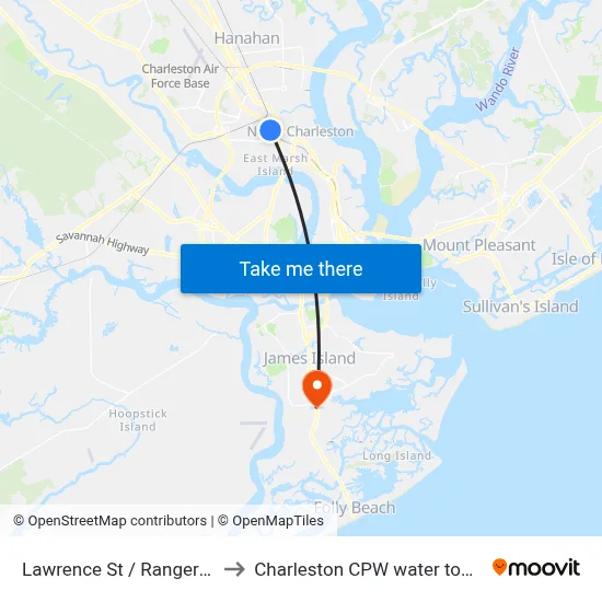 Lawrence St / Ranger Dr to Charleston CPW water tower map