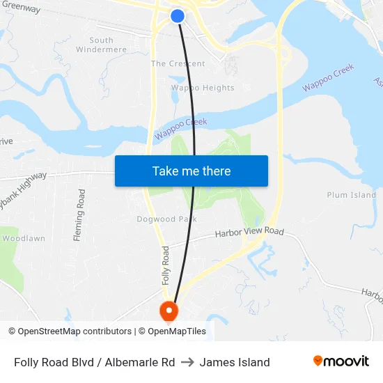 Folly Road Blvd / Albemarle Rd to James Island map
