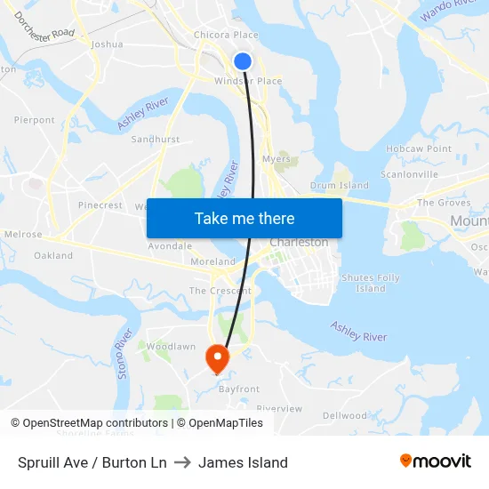 Spruill Ave / Burton Ln to James Island map