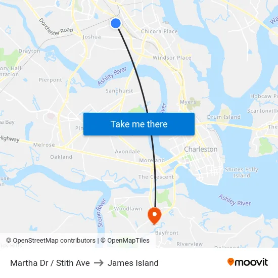 Martha Dr / Stith Ave to James Island map