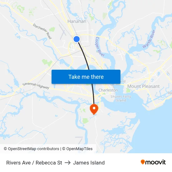 Rivers Ave / Rebecca St to James Island map