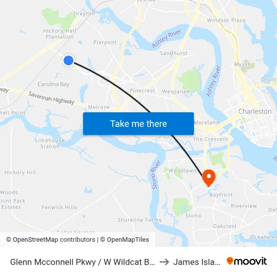Glenn Mcconnell Pkwy / W Wildcat Blvd to James Island map