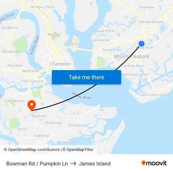 Bowman Rd / Pumpkin Ln to James Island map
