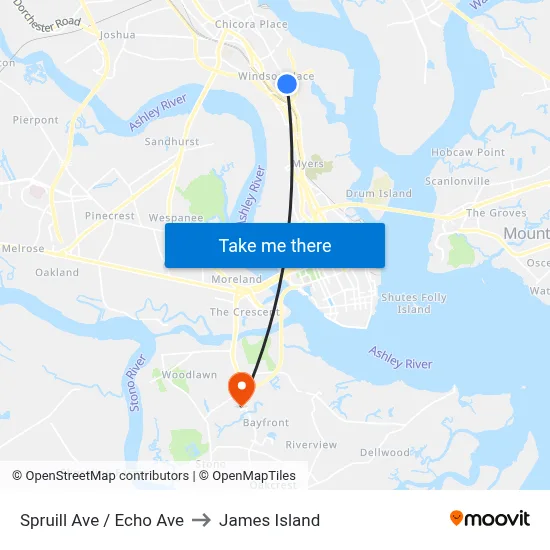 Spruill Ave / Echo Ave to James Island map