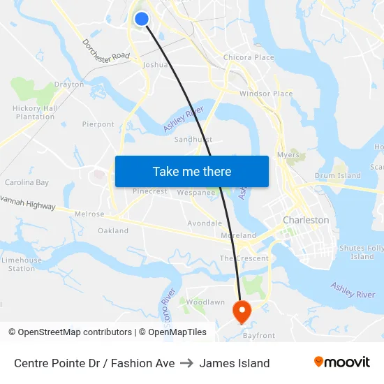 Centre Pointe Dr / Fashion Ave to James Island map