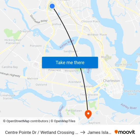 Centre Pointe Dr / Wetland Crossing Rd to James Island map