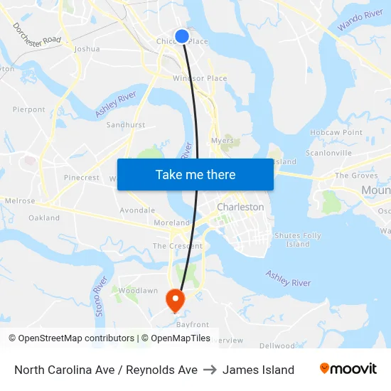 North Carolina Ave / Reynolds Ave to James Island map