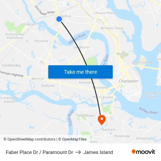 Faber Place Dr / Paramount Dr to James Island map