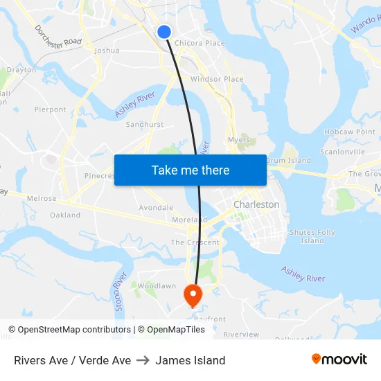 Rivers Ave / Verde Ave to James Island map