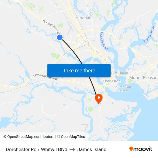 Dorchester Rd / Whitwil Blvd to James Island map