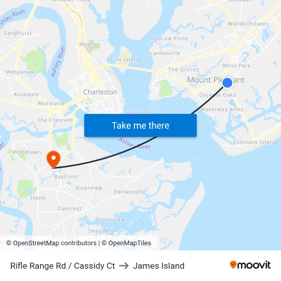 Rifle Range Rd / Cassidy Ct to James Island map