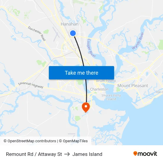 Remount Rd / Attaway St to James Island map