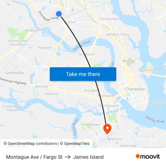 Montague Ave / Fargo St to James Island map
