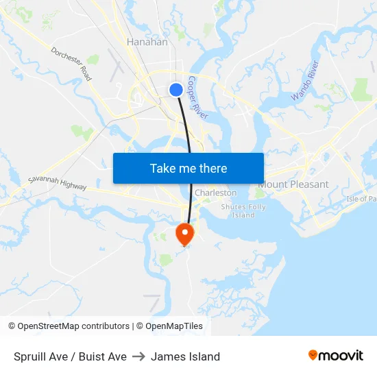 Spruill Ave / Buist Ave to James Island map