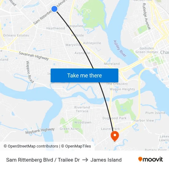 Sam Rittenberg Blvd / Trailee Dr to James Island map