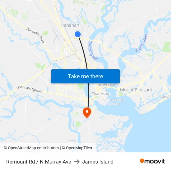 Remount Rd / N Murray Ave to James Island map