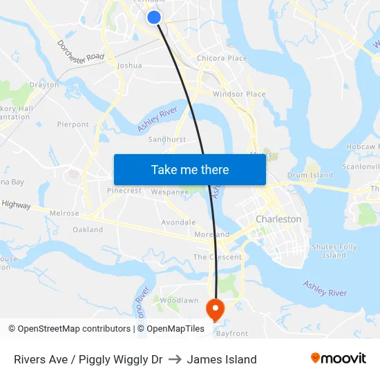 Rivers Ave / Piggly Wiggly Dr to James Island map