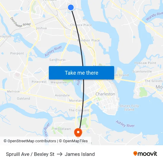 Spruill Ave / Bexley St to James Island map