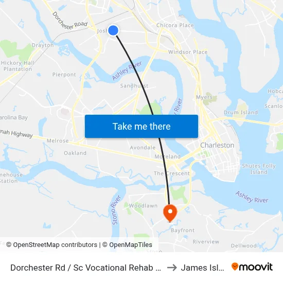 Dorchester Rd / Sc Vocational Rehab Center to James Island map