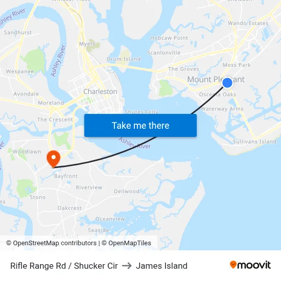 Rifle Range Rd / Shucker Cir to James Island map