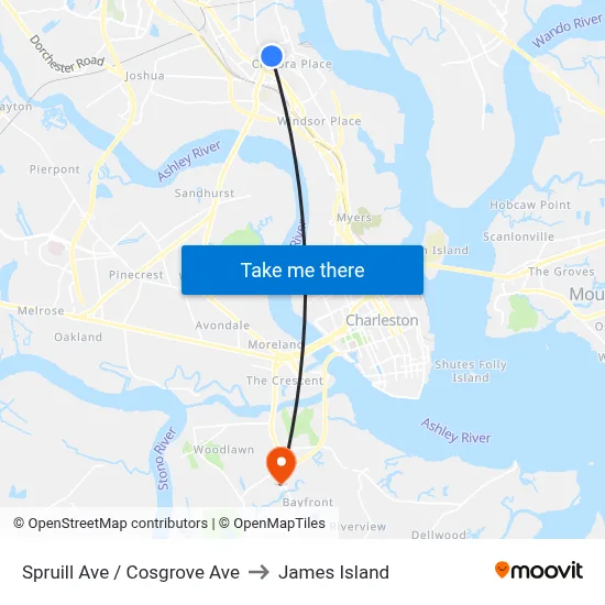 Spruill Ave / Cosgrove Ave to James Island map