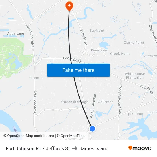 Fort Johnson Rd / Jeffords St to James Island map