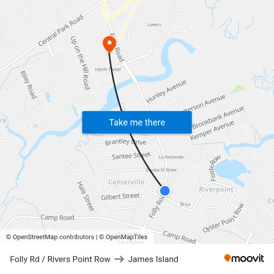 Folly Rd / Rivers Point Row to James Island map